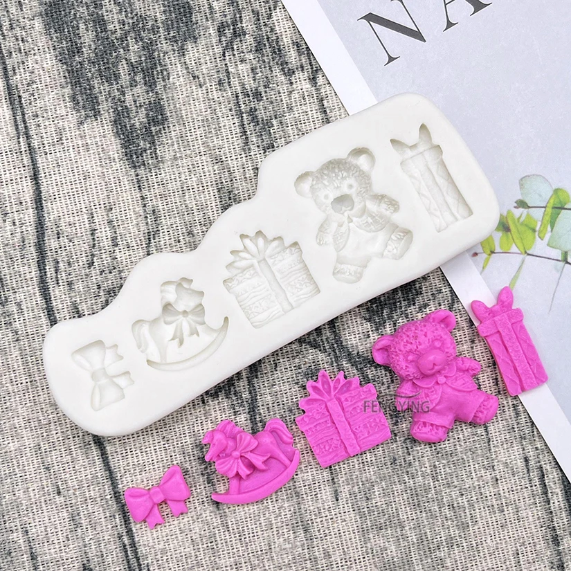 Bear Rocking Horse Silicone Mold Sugarcraft Cupcake Baking Mold Fondant Cake Decorating Tools