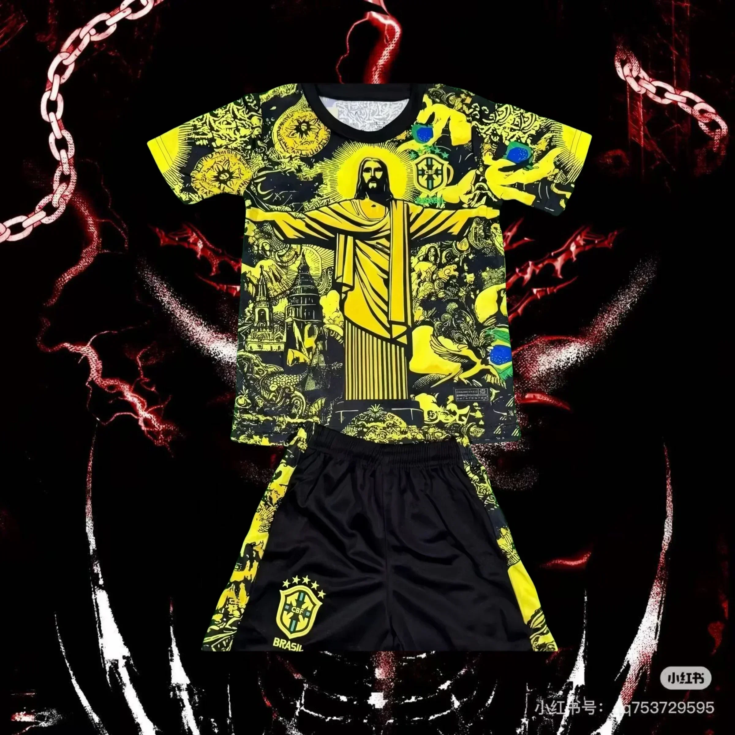 

24/25 Latest Football T-shirt Explosive Jesus Brazil Edition Special Training T-shirt Summer Men's Suit Round Neck Quick-drying