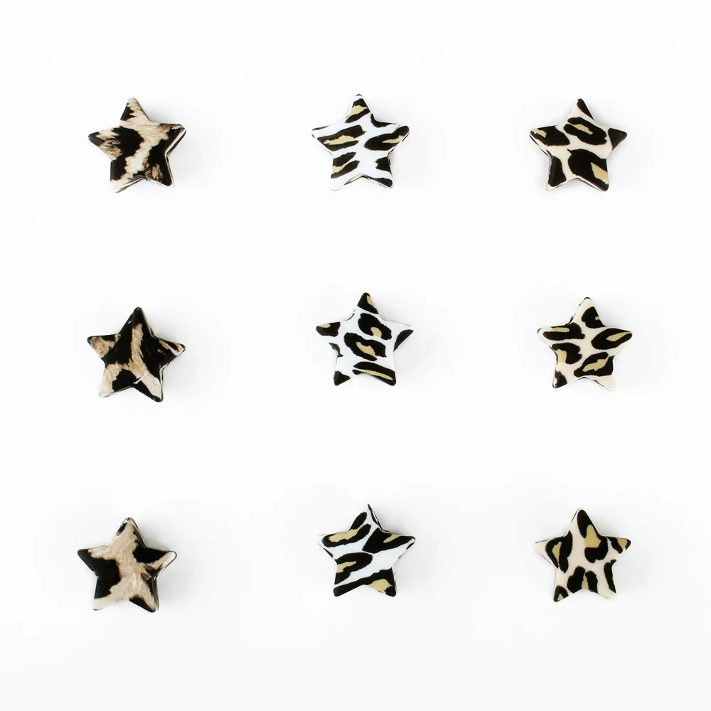 10Pcs Silicone Beads Star Prints Loose Focal Beads DIY Necklace Bracelets KeyChain Pendant Accessories For Jewelry Making