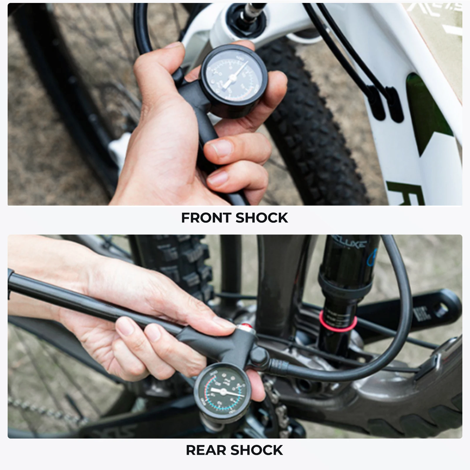 BOLANY 300psi Air Shock Bike Pump for Suspension Portable Bike Inflator Bicycle Hand Pump with Pressure Gauge Bicycle Tool