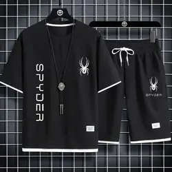 SPYDER-chándal coreano para hombre, camisetas de manga corta y pantalones cortos deportivos, trajes casuales de verano, conjuntos de Joggers, traje de dos piezas