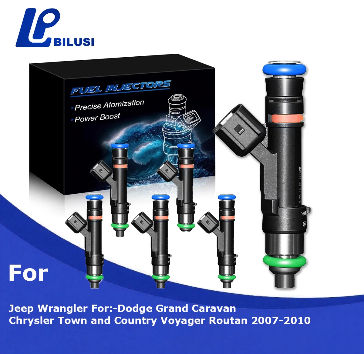 

Bilusi 0280158119 3.3L 3.8L Fuel Injector ForJeep Wrangler For Chrysler Town Country Voyager Routan 2007-2010 FJ1029 4861667AA