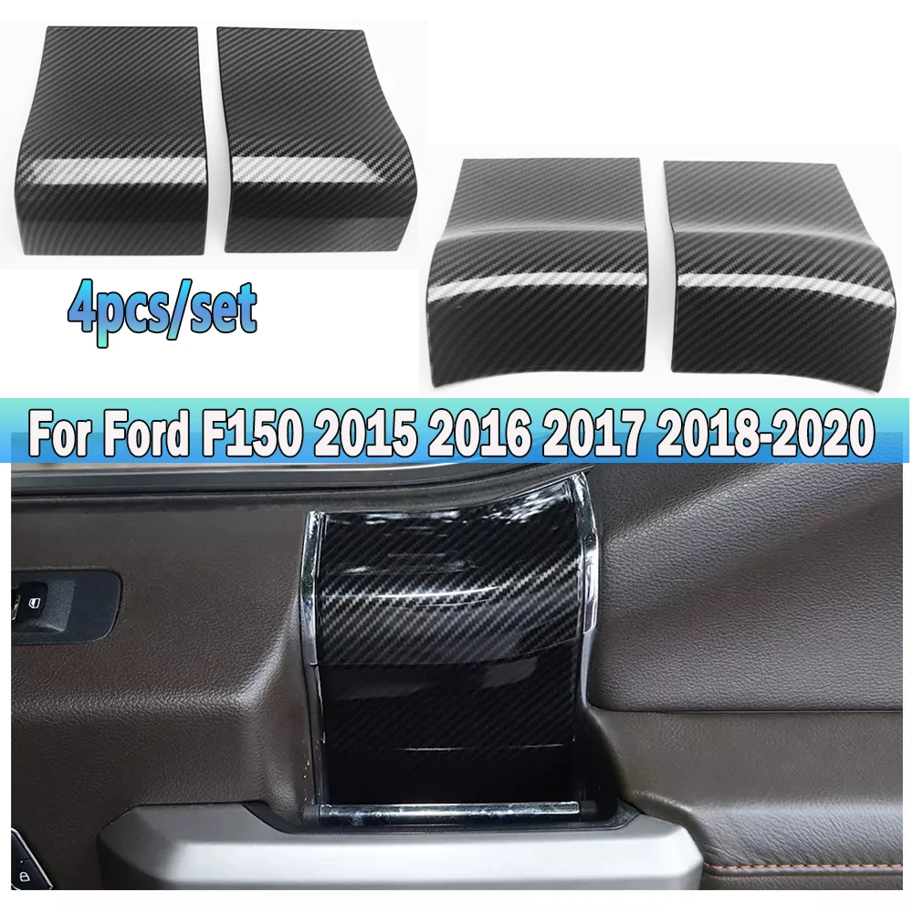 

For Ford F150 Interior Door Handle Panel Trim Bezel Decora Cover 2015-2020 ABS Carbon Fiber Door Handle Guard Parts 4pcs/set