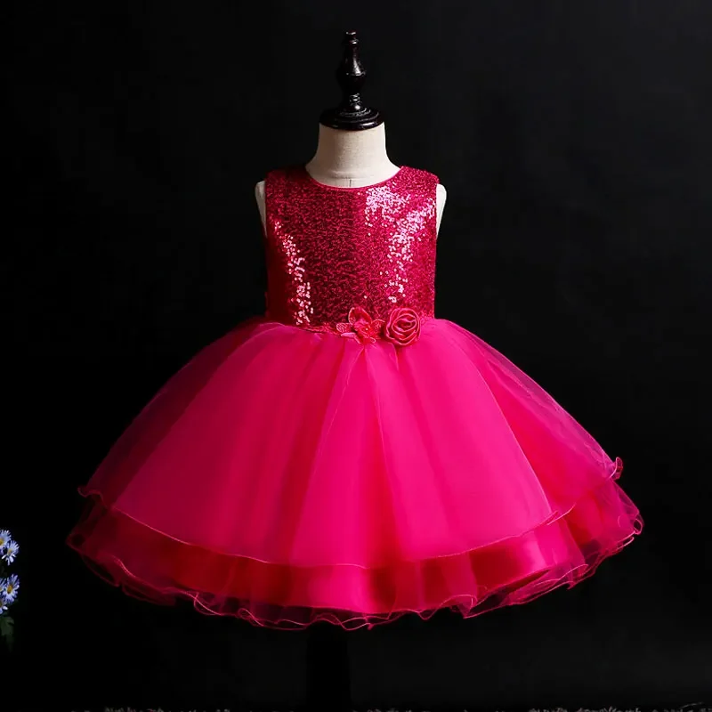 Robe de princesse à paillettes pour filles avec nœud, vêtements de Noël pour enfants, anniversaire, fête de mariage, bébé fille, 10 ans