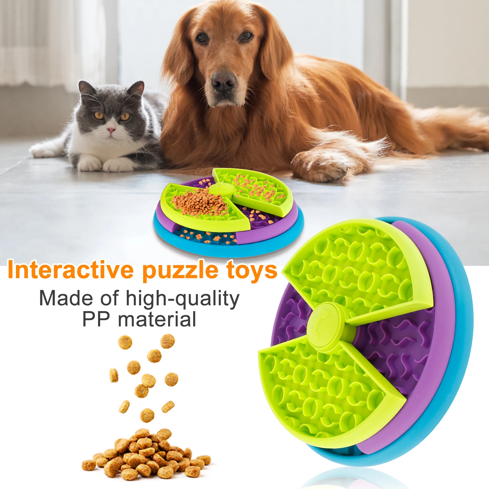 3 Layers Pet Dog Slow Feeder Bowl Spin Non Slip Puzzle Bowl Anti-Gulping Pet Slower Food Feeding Dishes Dog Bowl for Medium Smal