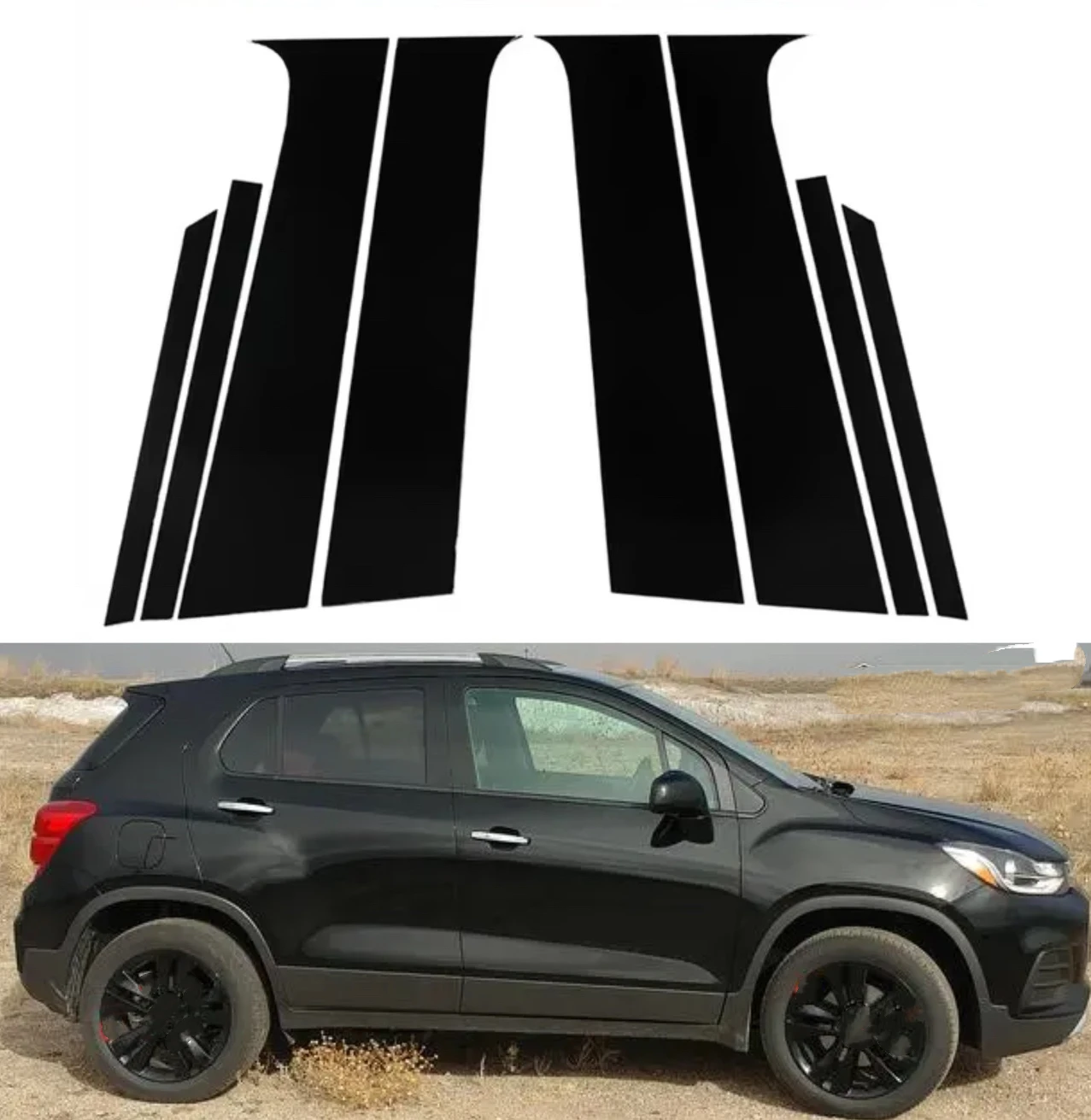 

Gloss Black Pillar Posts For CHEVROLET Trax 2015-2022 Door Side Window Trim Cover Decal Sticker