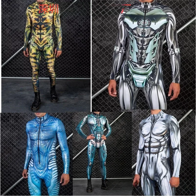 

Нейтральный цельный комбинезон с 3D цифровой печатью для Хэллоуина, костюм для косплея, женский модный традиционный наряд для сценических выступлений