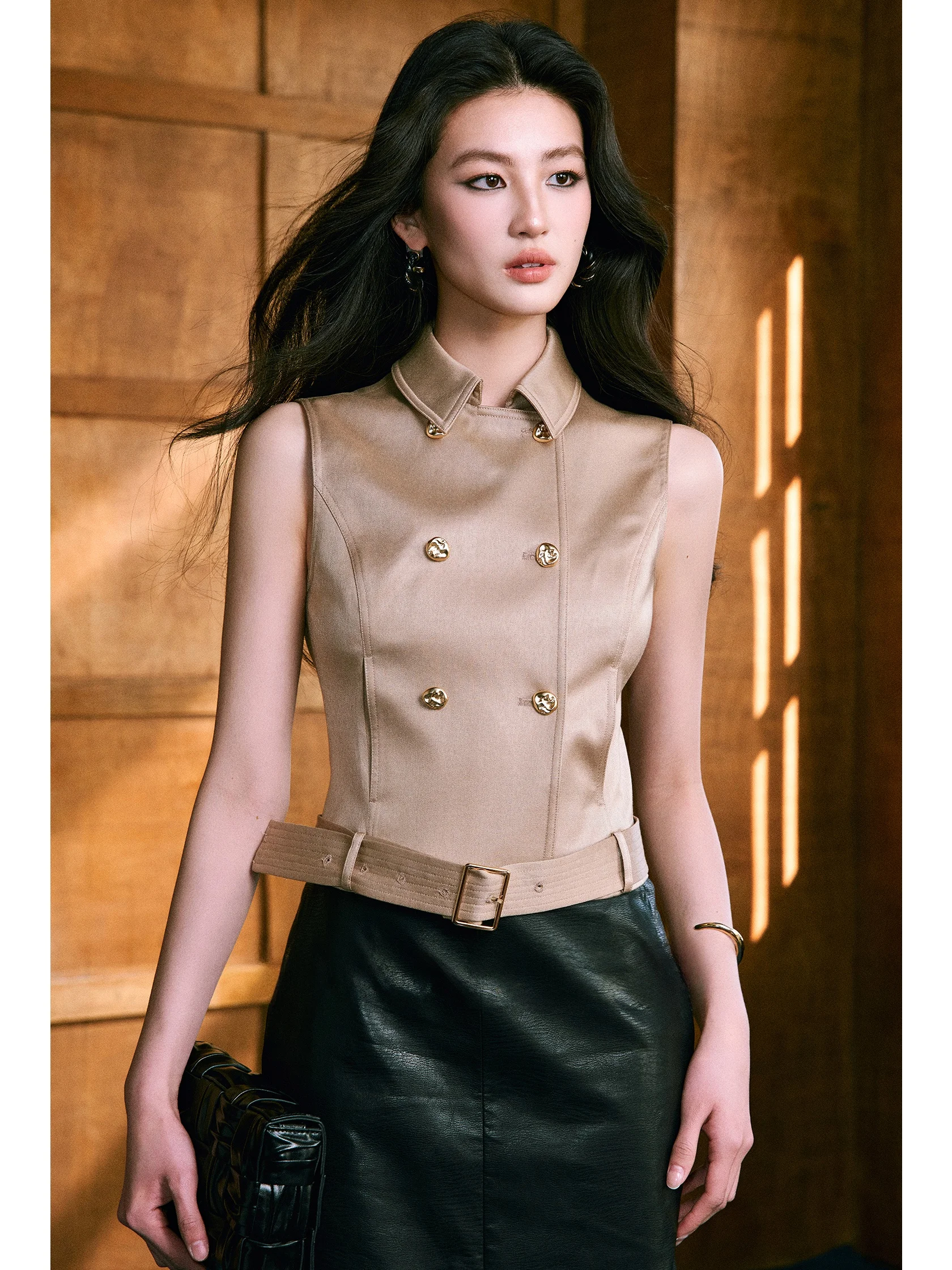 

Женская куртка-топ Wangxo Shiny Sensation с отстегивающимся воротником и короткими рукавами, из твила, в деловом стиле, весенняя коллекция