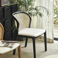 Dining Chair Solid Wood Rattan Rattan Back Japanese Household Makeup Ancient Leisure Chair Furniture