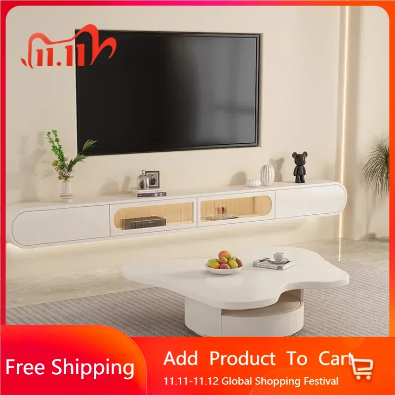 

Center Modern Tv Stand Floating Entertainment Center White Screen Tv Cabinet Postmodern Space Saving Muebles Trendy Furniture