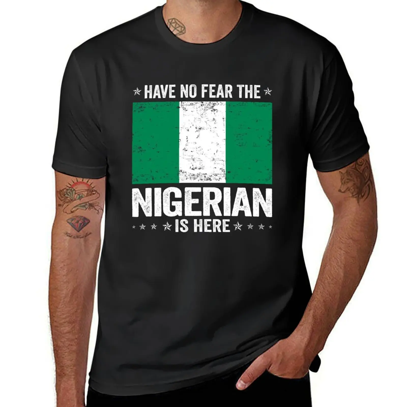 Have No Fear The Nigerian Is Here Nigeria Flag Design T-Shirt anime kawaii clothes t shirts for men graphic