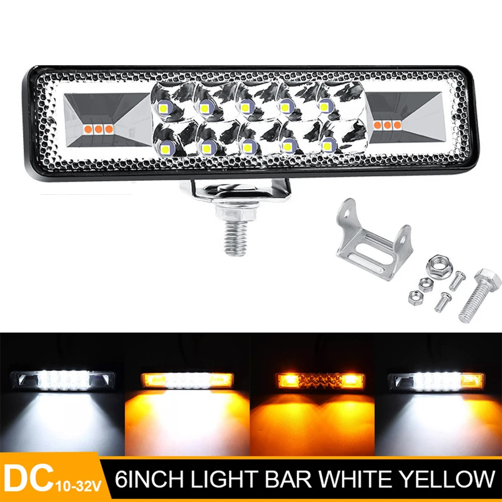 

48W 12/24V Car Amber 12 LED Strobe Flash Work Light Bar Warning Fit For Offroad 4x4 Jeep suv Accessories Flash Work Lamp LED Bar