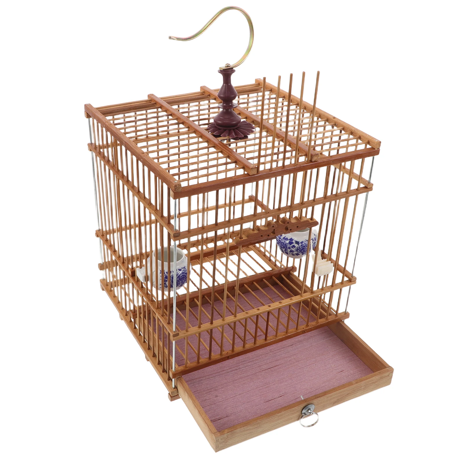 

Bamboo Bird Cage for Pet Birds Songbird Wooden Songbirds Metal Goldfinches Budgies