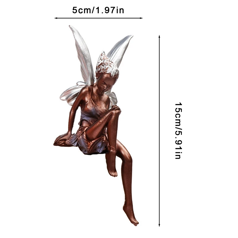 Flower Fairy Statue Ornament Figurines With Wings Outdoor Garden Resin Craft Landscaping Yard Decoration