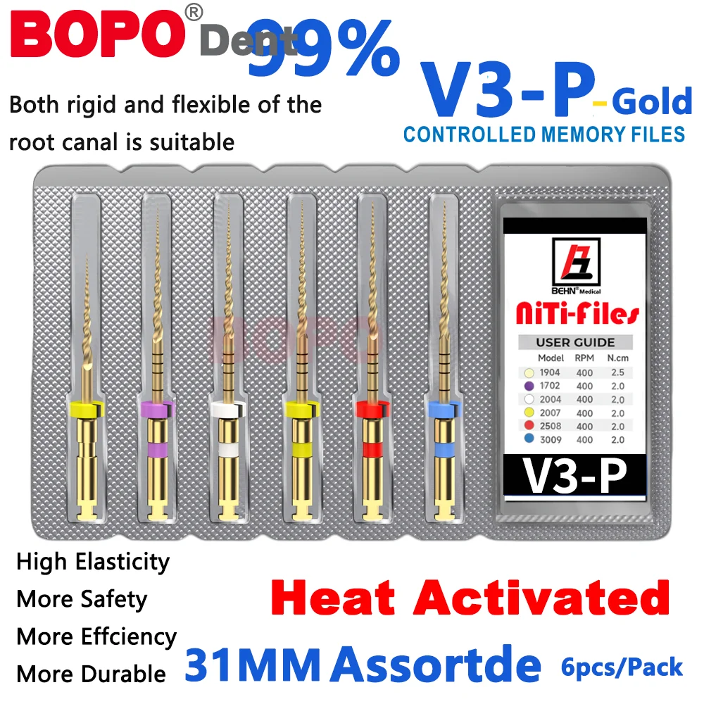 Flexible Dental Endo File Rotary NiTi Root Canal Files Heat Activated SX-F3 21/25/31mm Dentistry Teeth Treatment Tools Gold Blue