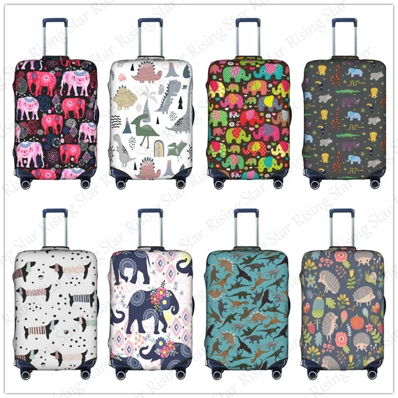 

Thick Elastic Luggage Protective Cover Zipper For 18-32 inch Bag Suitcase Covers Travel Elephant animal painting Accessories
