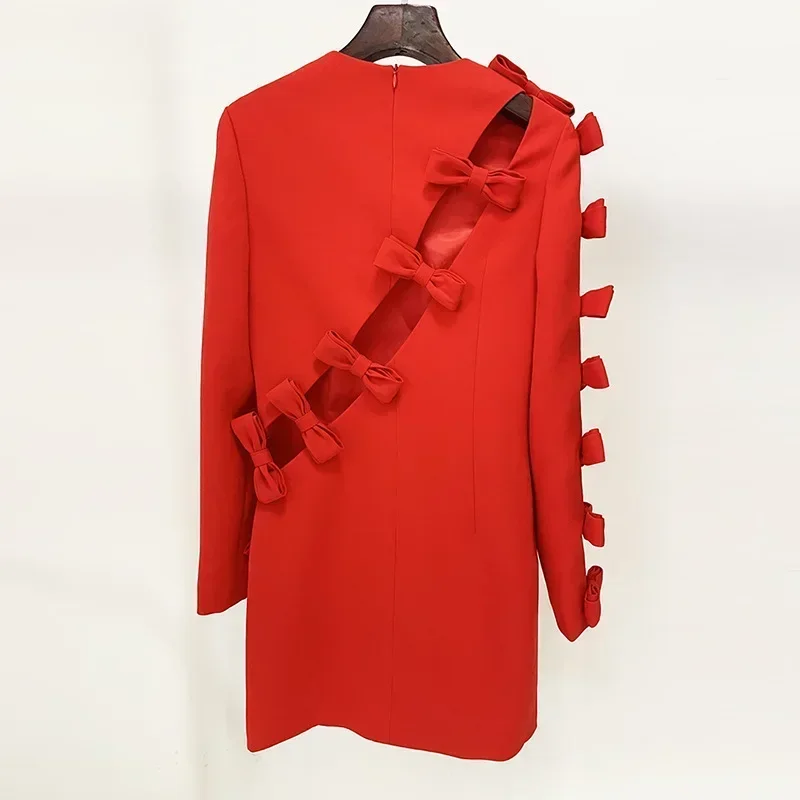 Mini robe de soirée à manches longues évidées pour femmes, rouge, noir, asymétrique, robes féminines élégantes, mode automne, nouveau, 2023