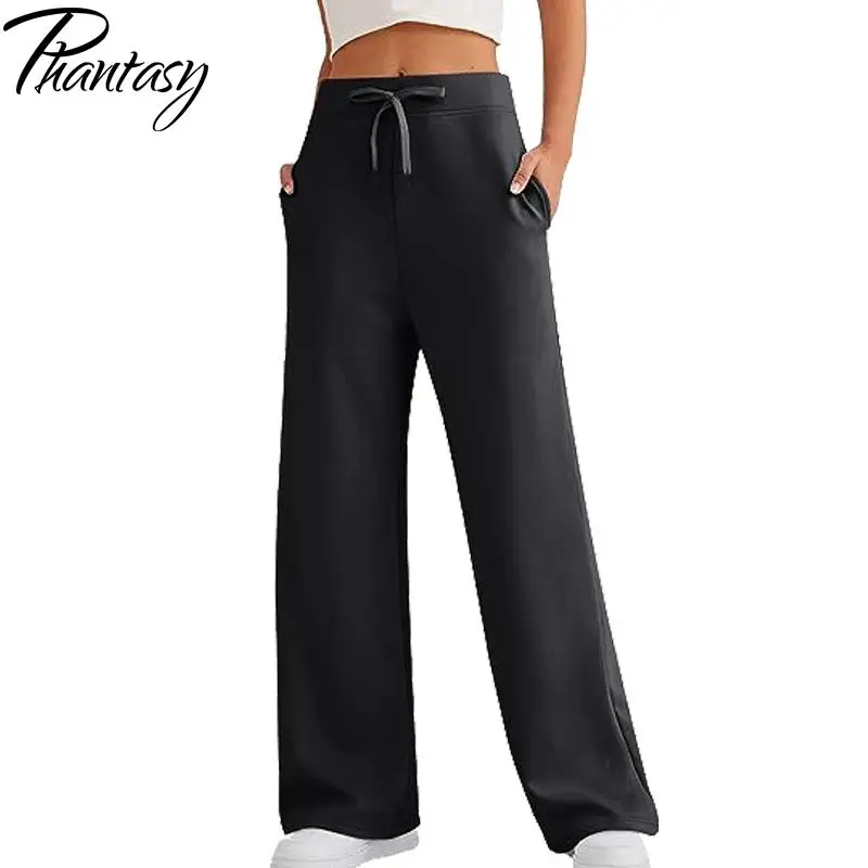 Phantasy Fashion Casual Baggy Wide-Leg Pants Women Sports High Waisted Pants Female Autumn Elegant Loose Pants