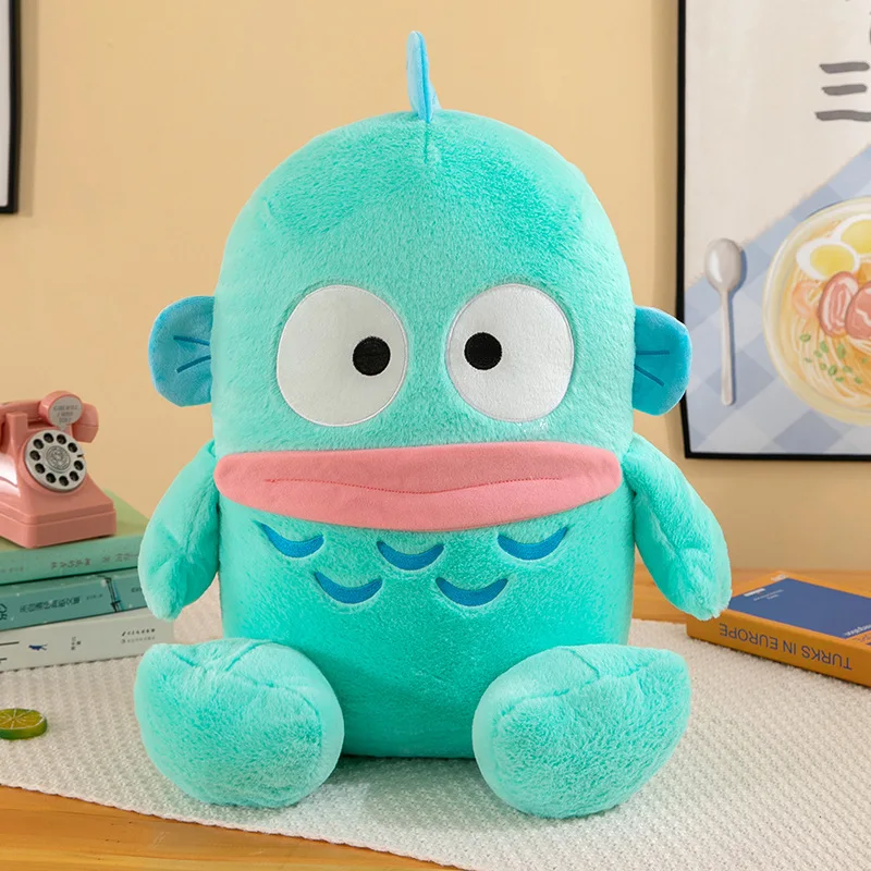 Sanrio Kawaii Cute Hangyodon Plush Toy Stuffed Doll Ugly Fish Puppet Green Half Fish Baby Kids Birthday Xmas Gift for Children