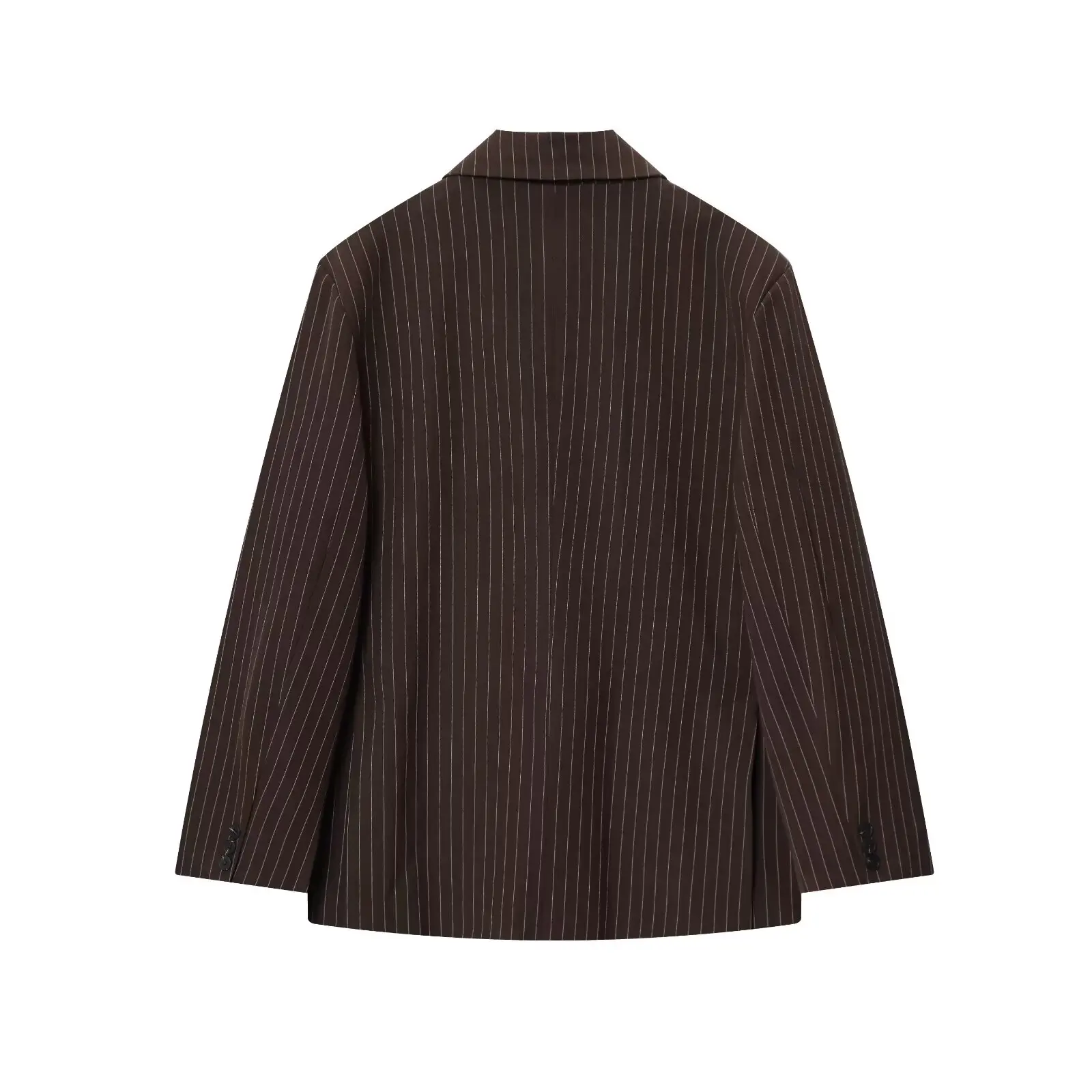 Giacca da donna nuova moda con decorazione tascabile, ampia giacca doppiopetto a righe fini, giacca da donna retrò a maniche lunghe, top chic