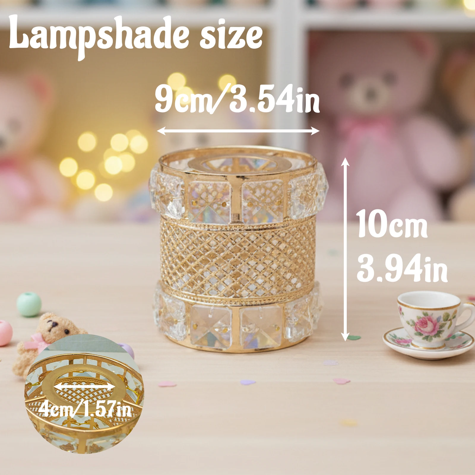 Mini Crystal Metal Lampshade DIY Pendant Lamp Cover Wall Table Chandelier Shade Home Bedroom Cafe Decor No Bulb Wire