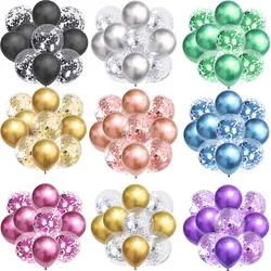 10pc Confetti Balloons Chrome Metallic Latex Transparent Helium Balloon Baby Shower Birthday Party Adult Wedding Decoration Ball