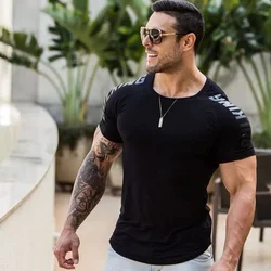 Men Compression Skinny T-shirt Gym Fitness Bodybuilding Shirt Male Summer Running Workout Quick Dry Tees Tops Training Clothing