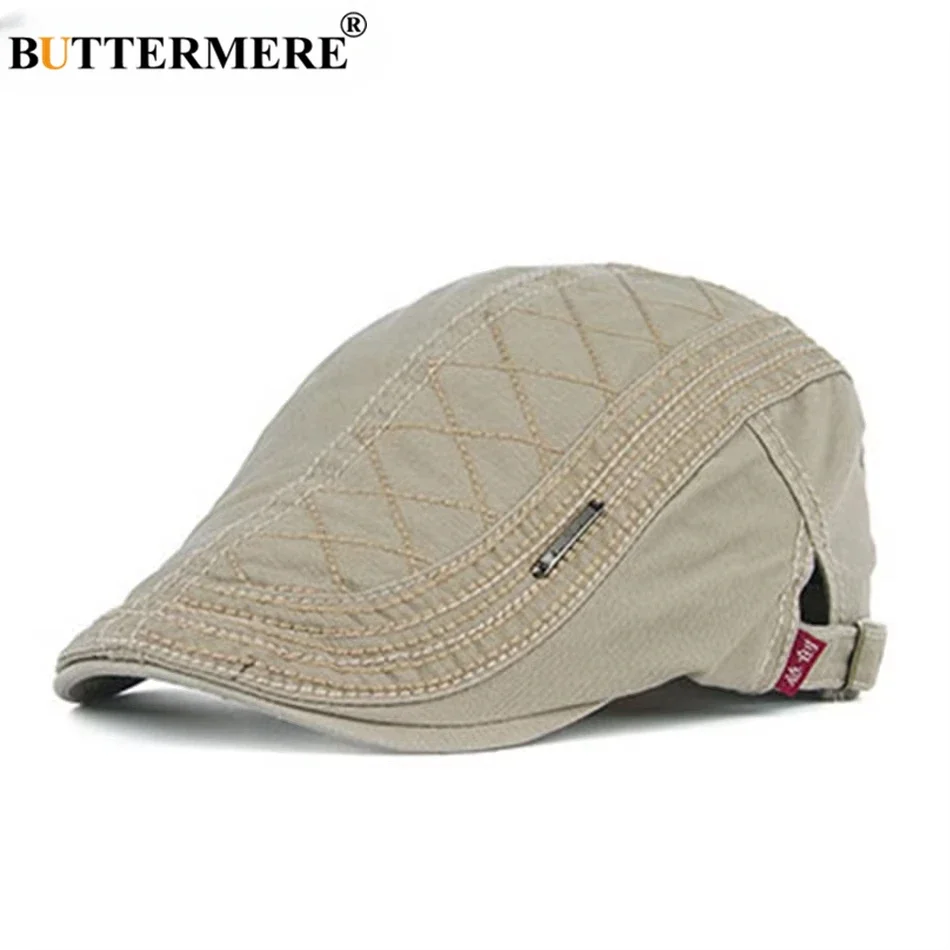 Gorra Plana BUTTERMERE para Hombre, Boina Beige de Algodón, Gorra Estilo Gatsby, Gorra Ivy, Ajustable, Clásica, Verde Militar