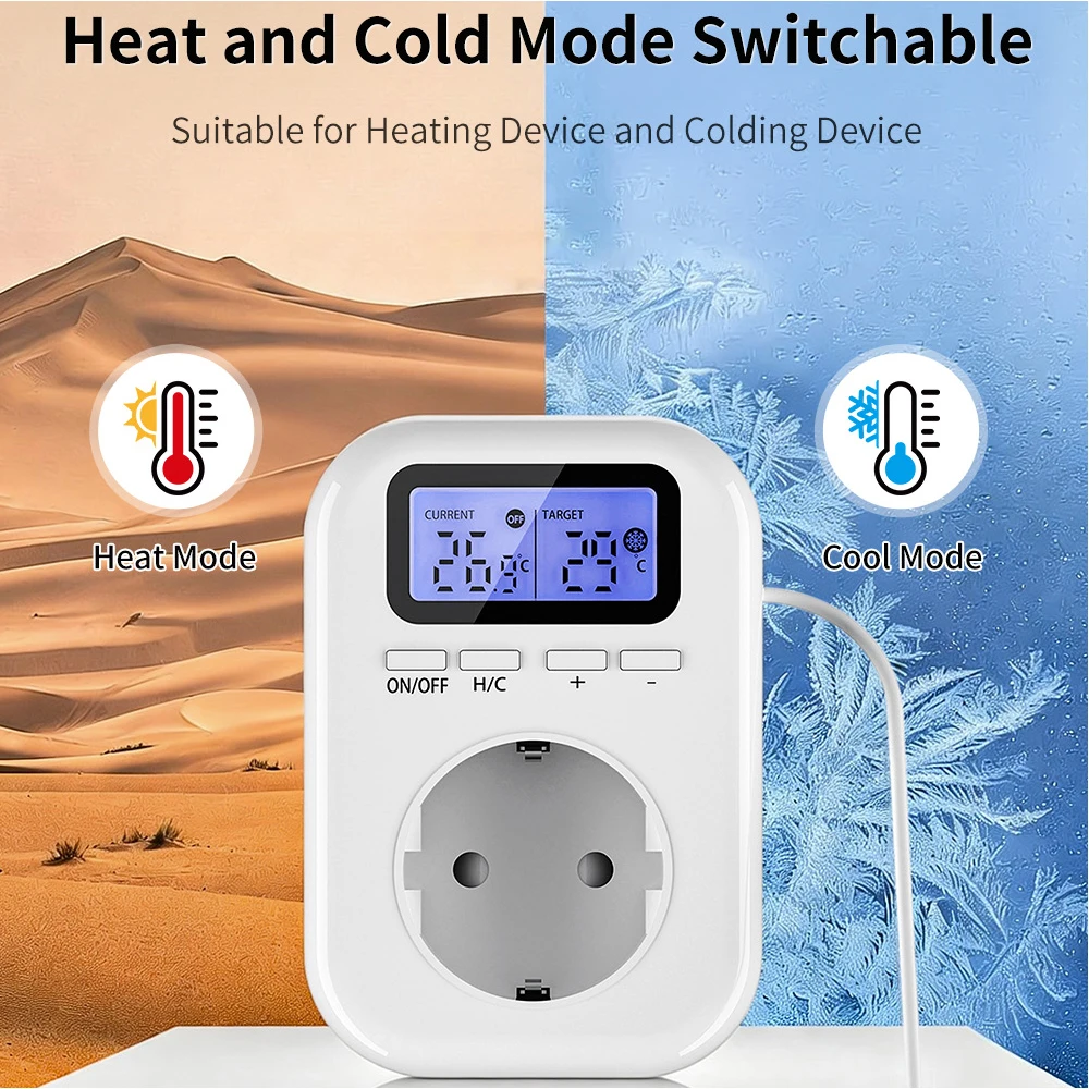 New smart home temperature control device household backlit digital display thermostat socket 220V temperature controller plug