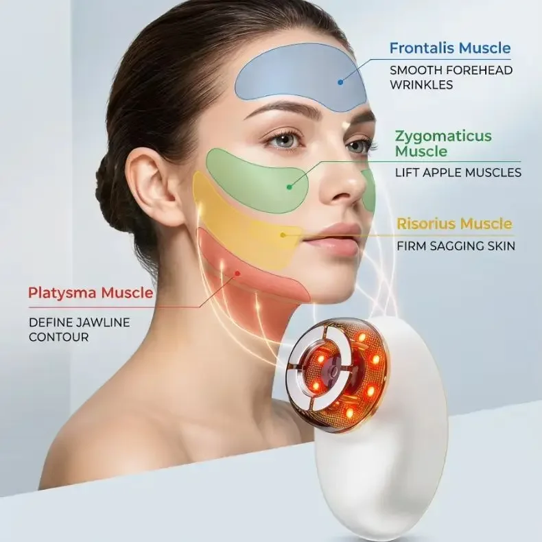 7 Color LED EMS Facial Lifter, Vacuum Suction Skin Tightening Device for Anti-Aging, Serum Absorption, Jawline & Face Contouring