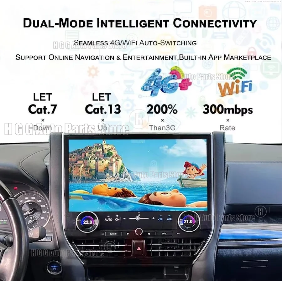 

Автомагнитола Android 16.8 дюймов для Toyota Alphard Vellfire 30 серии A30 (обновление до Alphard 40 серии A40) с GPS и CarPlay