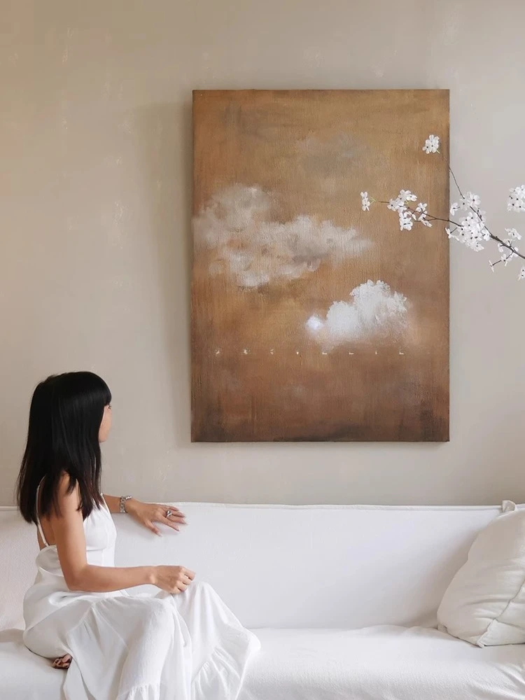 

Ретро ваби-песочный ветер, подвесная картина, высококачественная ручная роспись, декоративная роспись, украшение для входной стены, гостиная