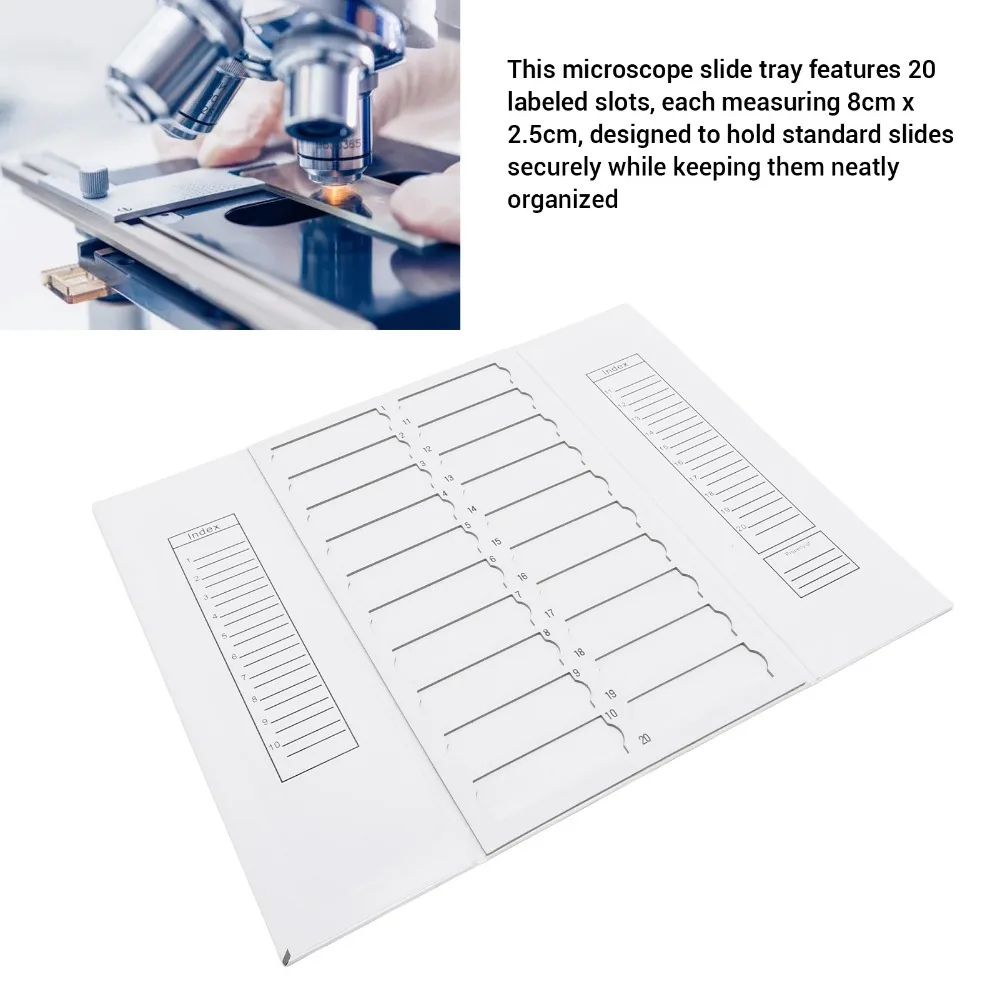 20/30 Places Paper Material Microscope Slide Box 20/30 Slides Capacity White Specimen Slide Holder Foldable Flat Plate Shape
