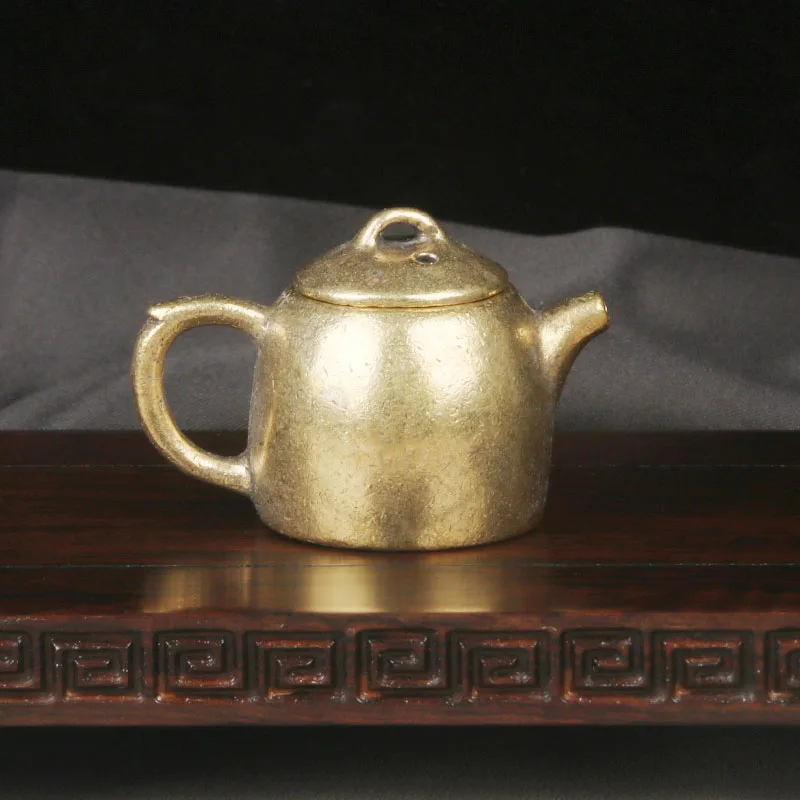 Brass Anti-Antique Aging Teapot Home Desktop Decor Teapot Tea Pet Collectible Old Copper Craft Gift Home Decoration