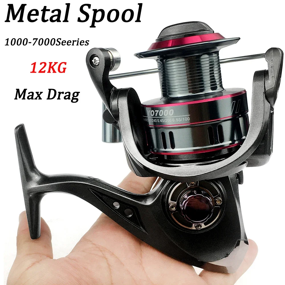 

Fishing Spinning Reel Metal Spool High Speed 5.2:1 Carp Fishing Reel 1000-7000Series Light Weight Sea Bass Pike Fishing Tackle