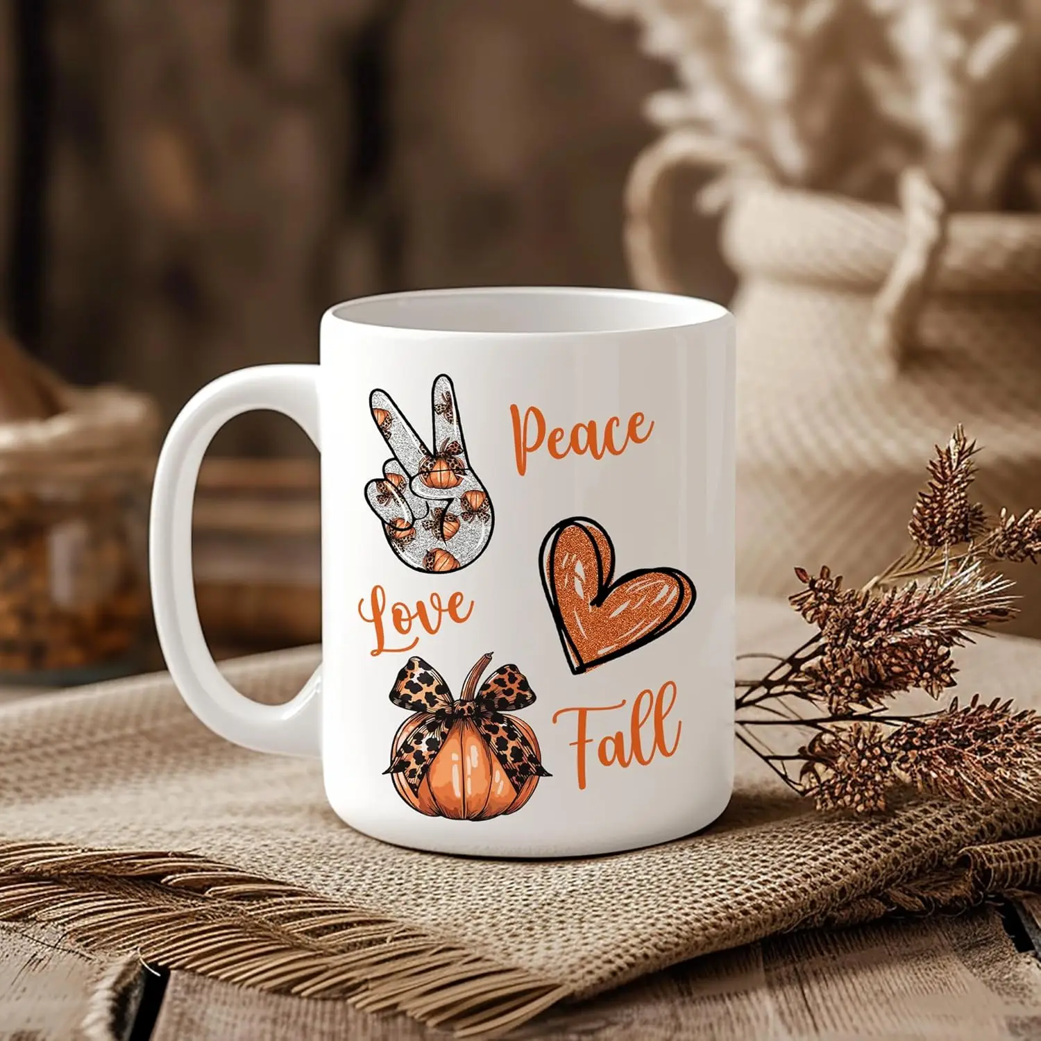 

Thanksgiving Gift Cup Customized Autumn Coffee Mug Surname Text Customize Cute Fall Style Mug Hot Sale 2025 New Coffee Cup Gift