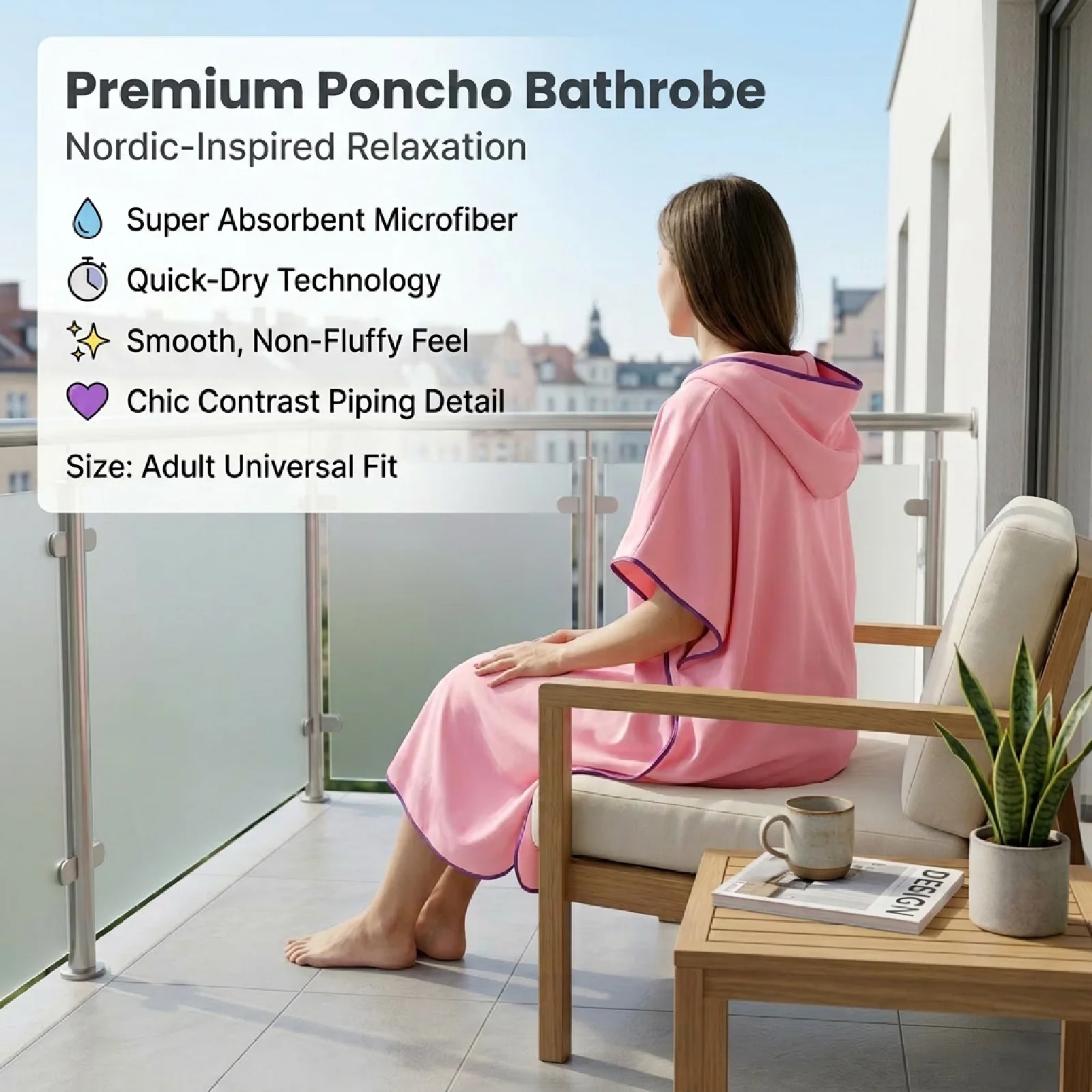 plus Size Quick-Dry Hooded Beach Towel Changing Cape High Absorbency Swim Surf Robe for Easy Carry And Quick Drying