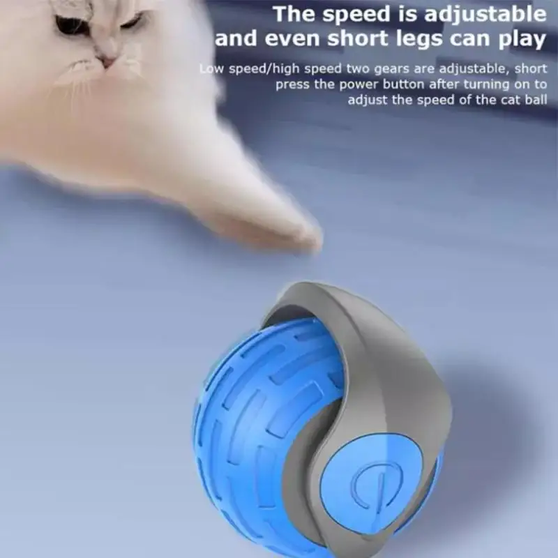 Pet Smart Rolling Ball Self-Entertaining Interactive Cat Toy Automatic Dodge With Rope Style Intelligent Cat Teaser Ball