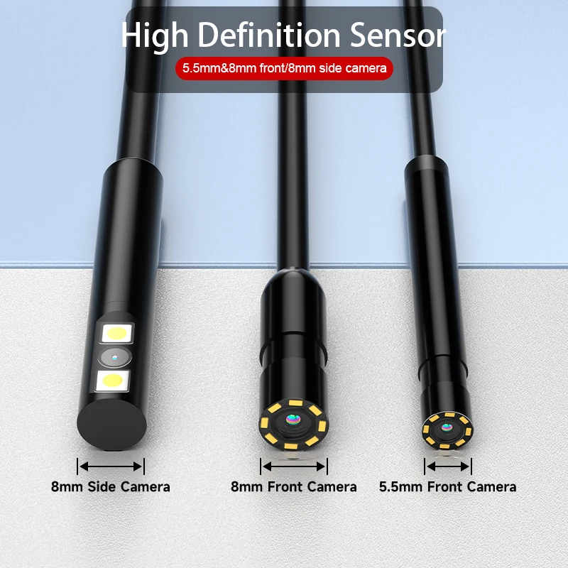 2.4'' Hand-held Screen Endoscope Camera HD Rigid Cable IP67 Waterproof Industrial Borescope Inspection Camera for Car&Sewer