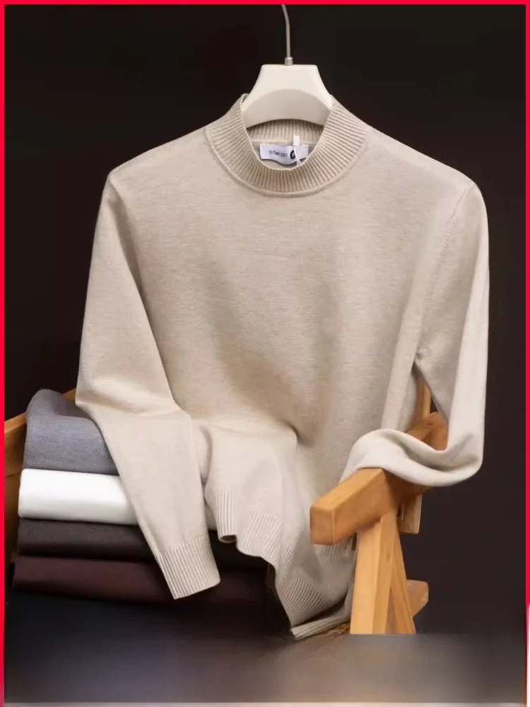 

le Mixed Knitted Sweater Men's Color f High Collar Pullover Faionable Casual Sle Winter New Arrival