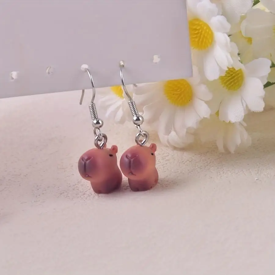 1/5/10/20/50/100pcs A Pair of Cute 3D Resin Hippopotamus Earrings for Women with an Elegant Teardrop Design Mixed Color Mini Ite