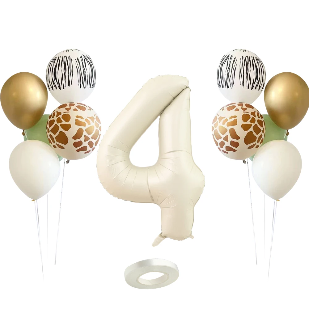 1 Satz Wildtier muster Ballon Set mit Vintage Nummer Ballon für Kinder Dschungel Safari Geburtstags feier Dekorationen DIY Geschenke – Detail 5