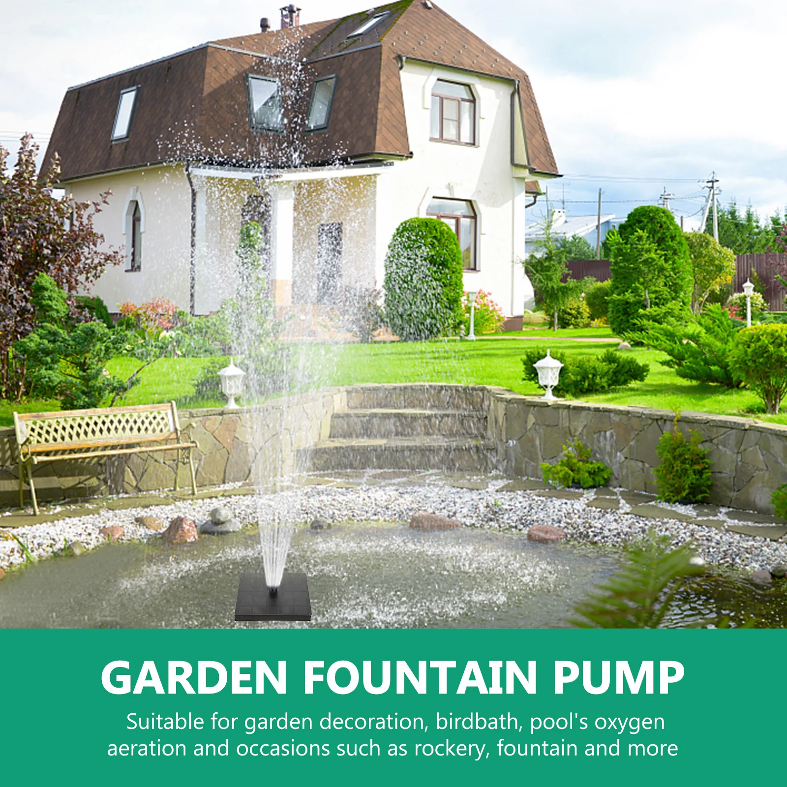 

1Pcs Solar Powered Floating Water Pump for Pool Pond Garden Bird Bath Oxygen Aeration Solar Powered Fountain