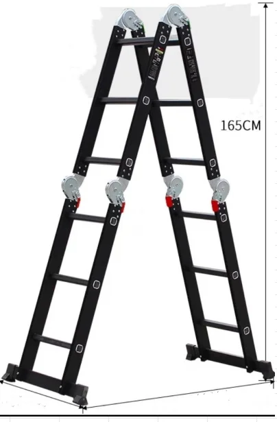 Ship Ladder New Design Aluminum Stamping Four-fold Three-step Telescopic Ladder