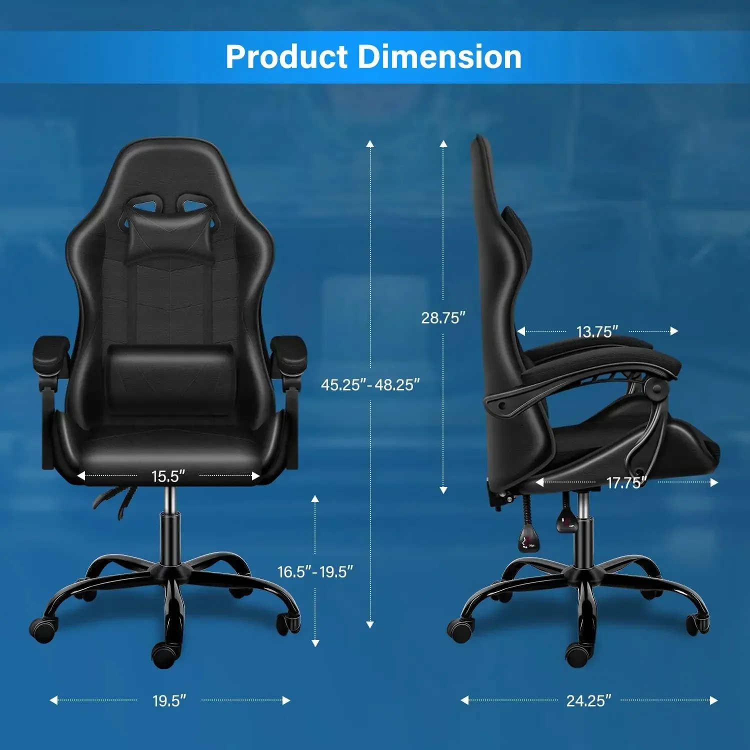 Gaming Chair with Footrest, Big and Tall Gamer Chair, Racing Style Adjustable Swivel Office Chair, Ergonomic Video Game Chairs w