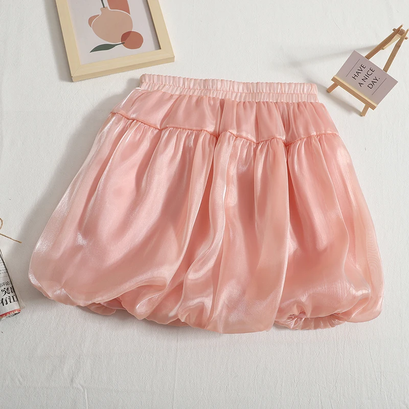 Fashion Korean Style Kawaii Bud Skirts Women High Waist Mini Summer Skirts 2022 Women Short Pink White Black Elastic Waist Skirt