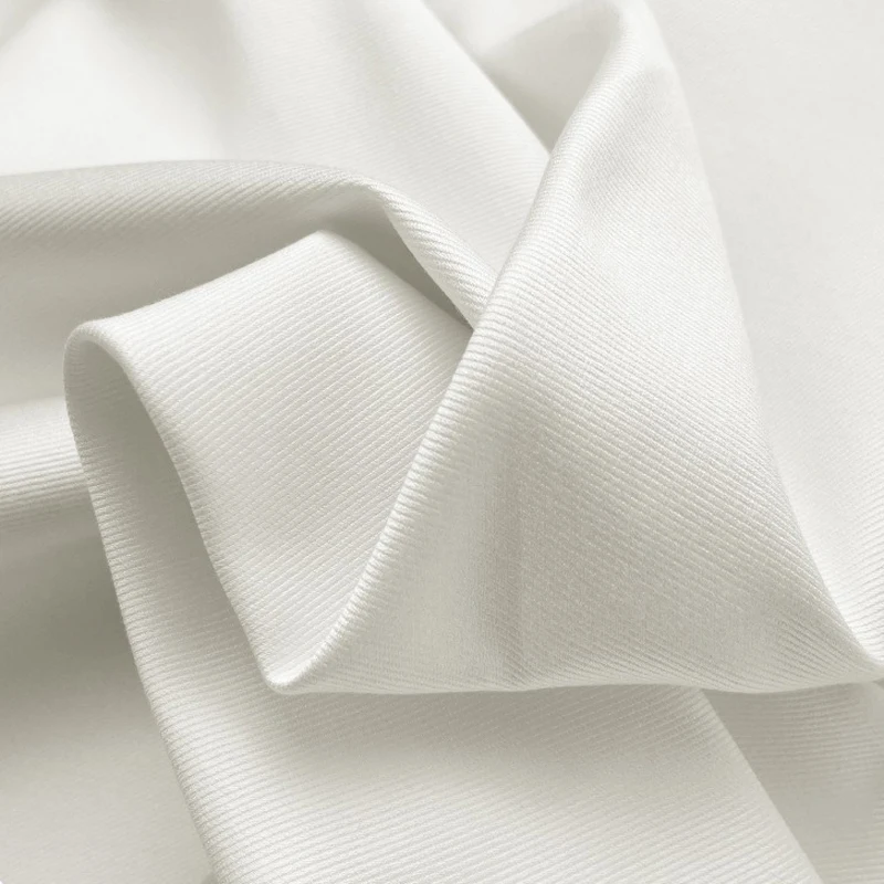 15% Silk & 85% Viscose 140CM Wide 300G/M Twill Silk Fabric for Spring Autumn Dress Cheongsa Pants White Fabric R422