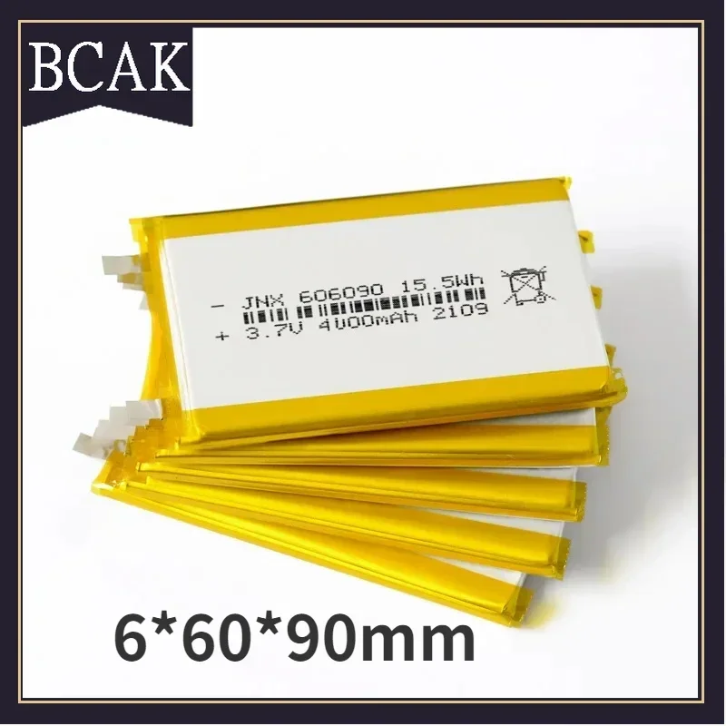 BCAK Style 3.7V 606090 4000mAh Battery Lithium Polymer Rechargeable Cells for GPS PSP DVD Toy Powerbank Power Bank Tablet PC Rob