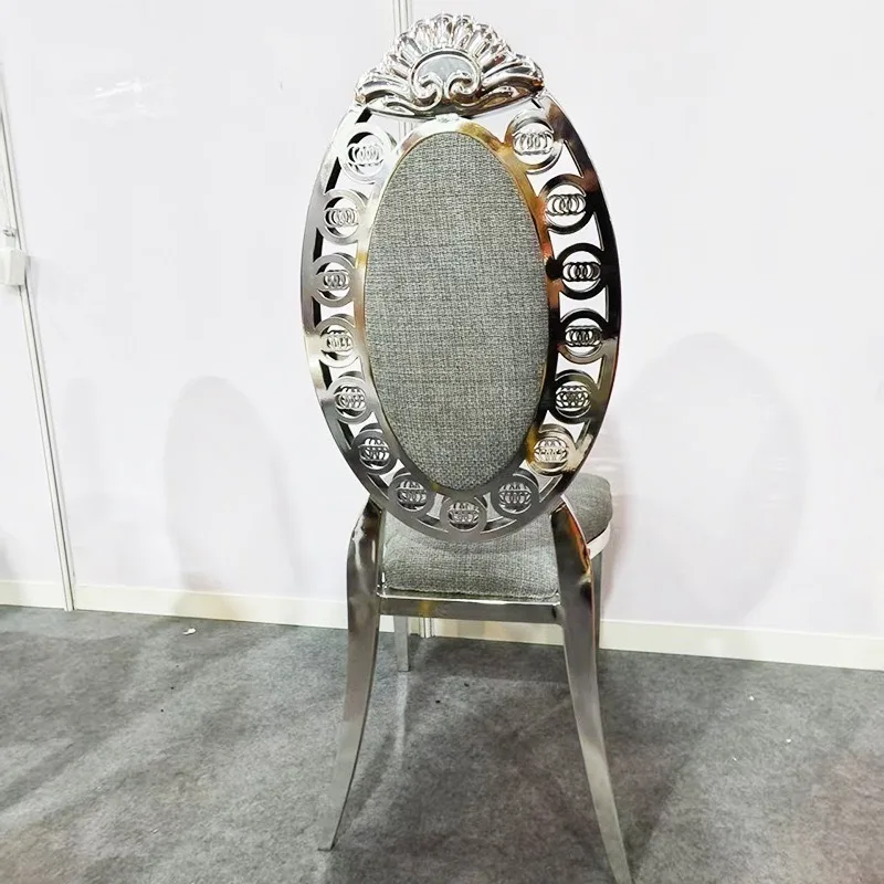 

European Hotel Restaurant Banquet Wedding Hall Stainless Steel Soft Bag Backrest Round Back Stool Chair