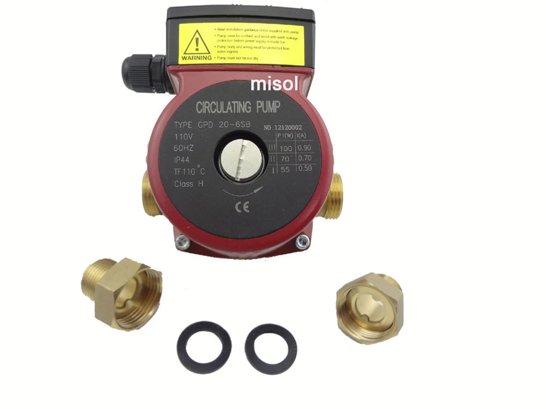 

Misol/ 110v Brass circulation pump 3 speed, for hot water heating system, for solar water heater